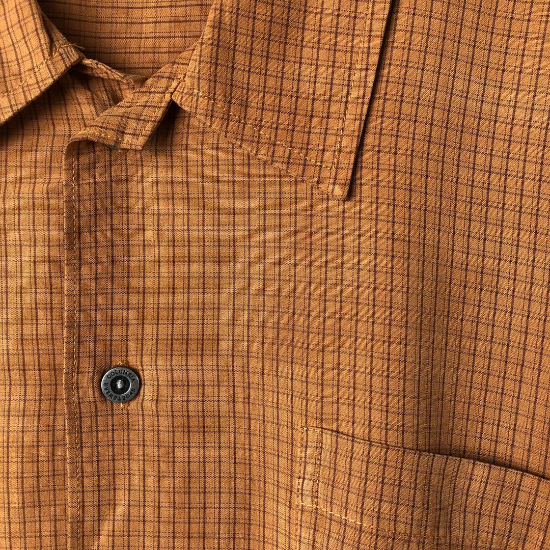 2000'S Columbia Short Sleeve Check Shirt, Box Shirt, Men's Size L Modal brown type Vintage Second Hand