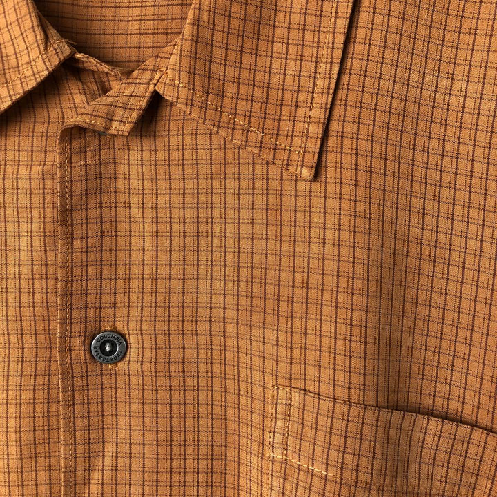 2000'S Columbia Short Sleeve Check Shirt, Box Shirt, Men's Size L Modal brown type Vintage Second Hand