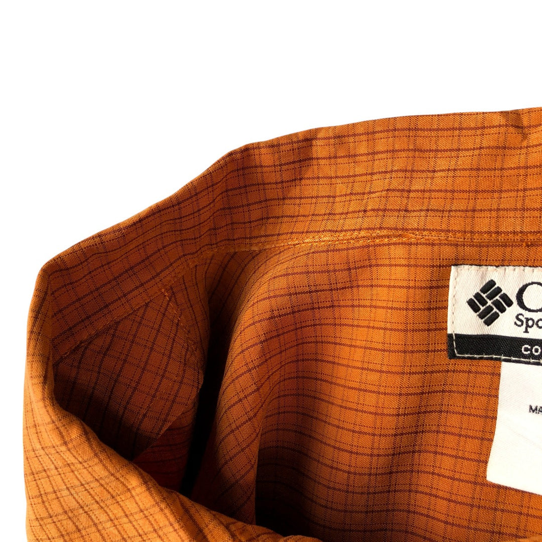 2000'S Columbia Short Sleeve Check Shirt, Box Shirt, Men's Size L Modal brown type Vintage Second Hand