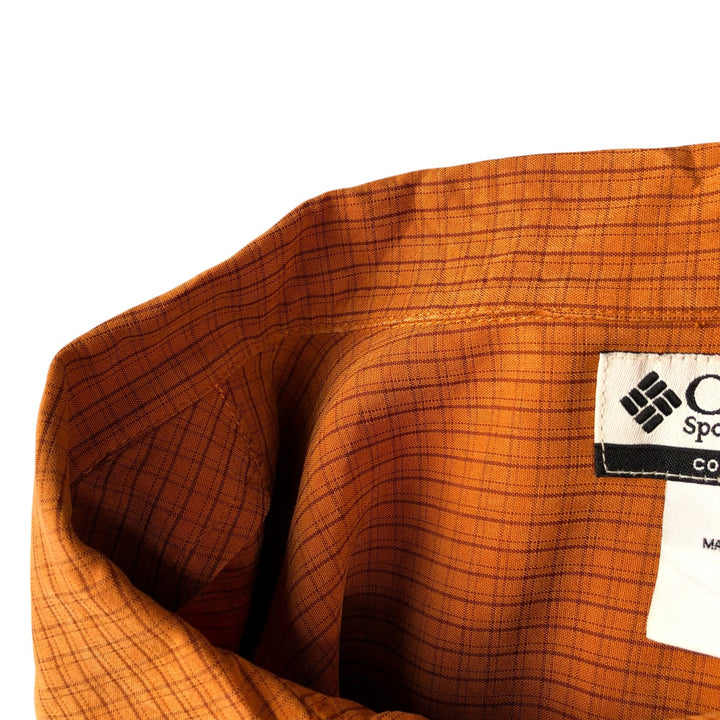 2000'S Columbia Short Sleeve Check Shirt, Box Shirt, Men's Size L Modal brown type Vintage Second Hand