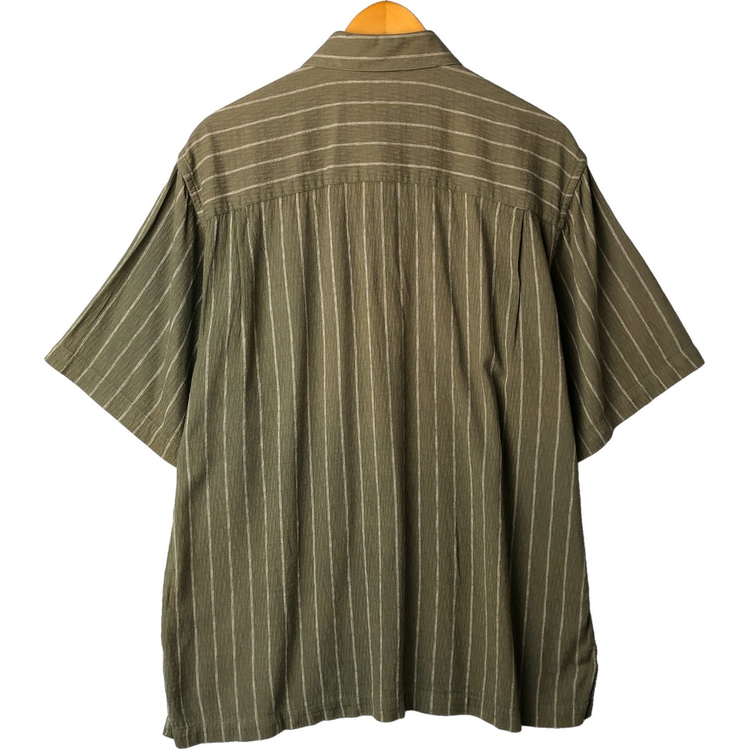 90s-00'S Arrow Willow Crepe Short Sleeve Cotton Striped Box Shirt, Men's Size L cotton Khaki type Vintage Second Hand