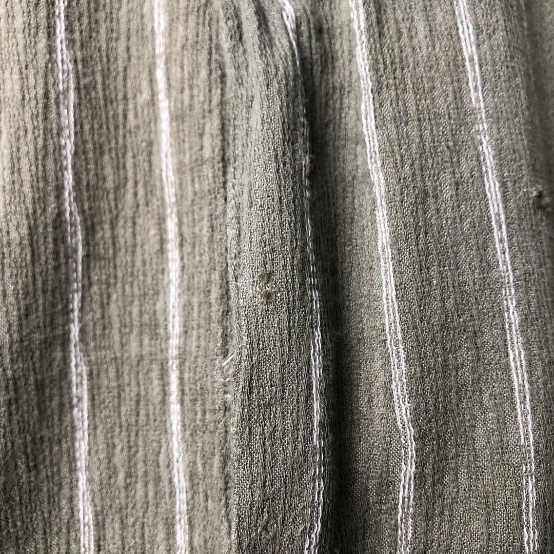 90s-00'S Arrow Willow Crepe Short Sleeve Cotton Striped Box Shirt, Men's Size L cotton Khaki type Vintage Second Hand