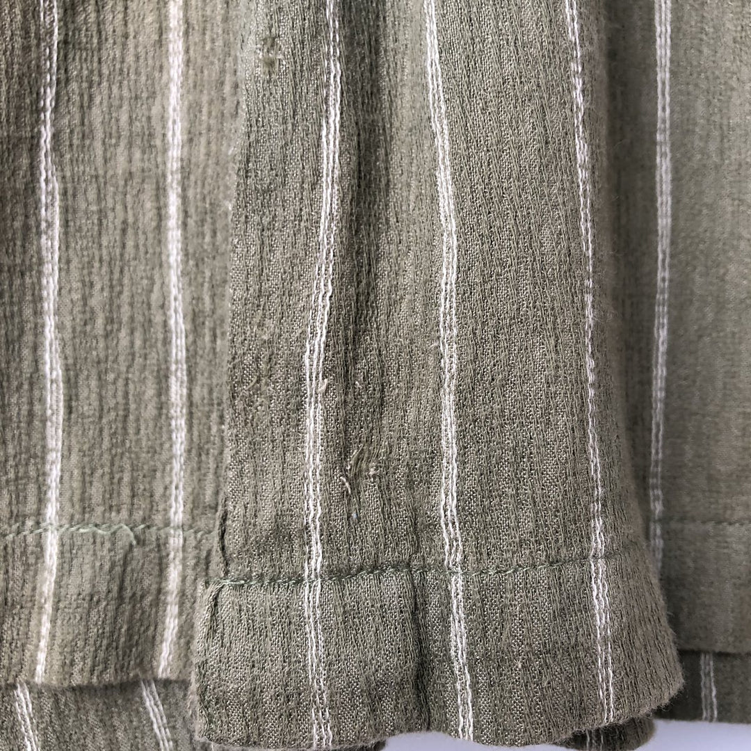 90s-00'S Arrow Willow Crepe Short Sleeve Cotton Striped Box Shirt, Men's Size L cotton Khaki type Vintage Second Hand