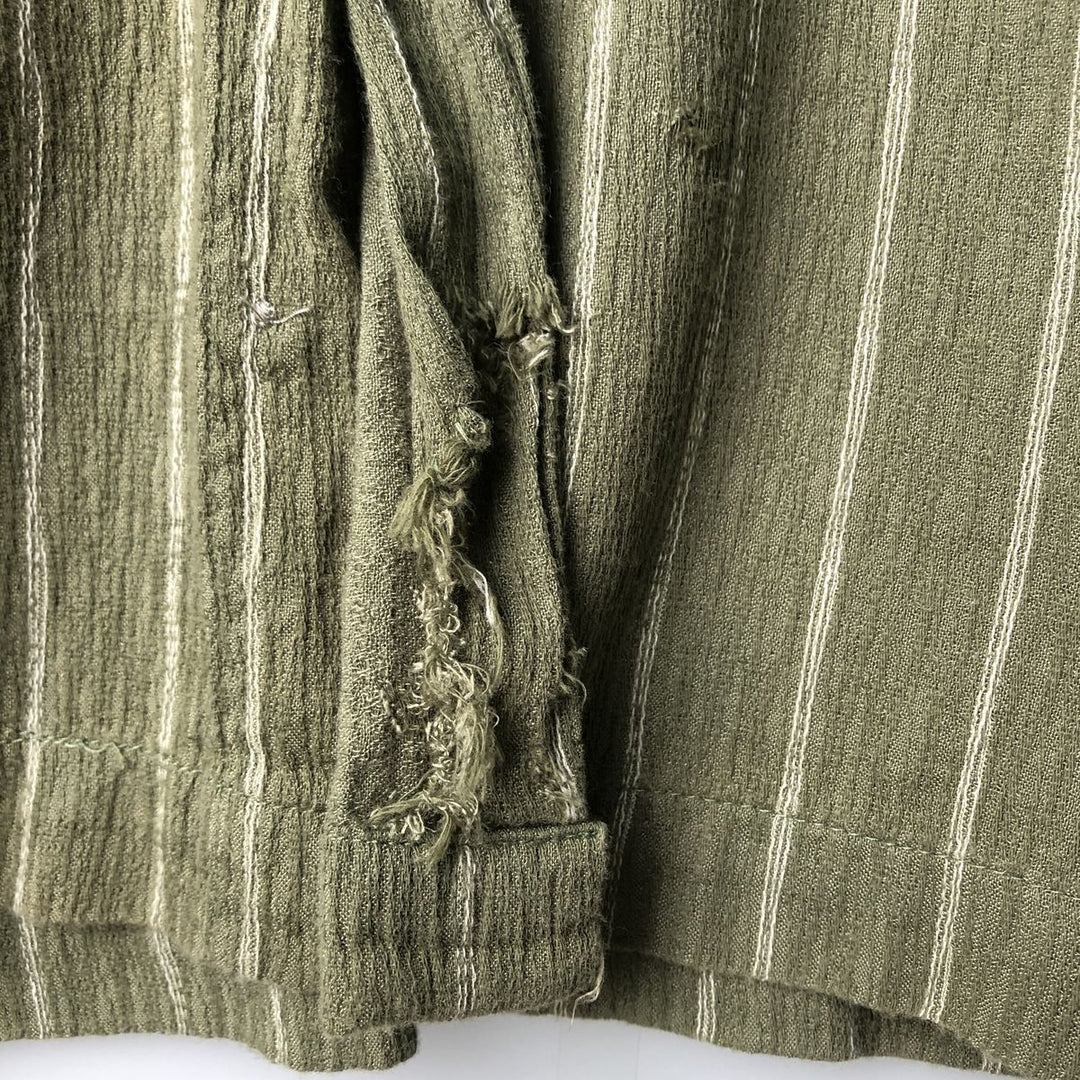 90s-00'S Arrow Willow Crepe Short Sleeve Cotton Striped Box Shirt, Men's Size L cotton Khaki type Vintage Second Hand
