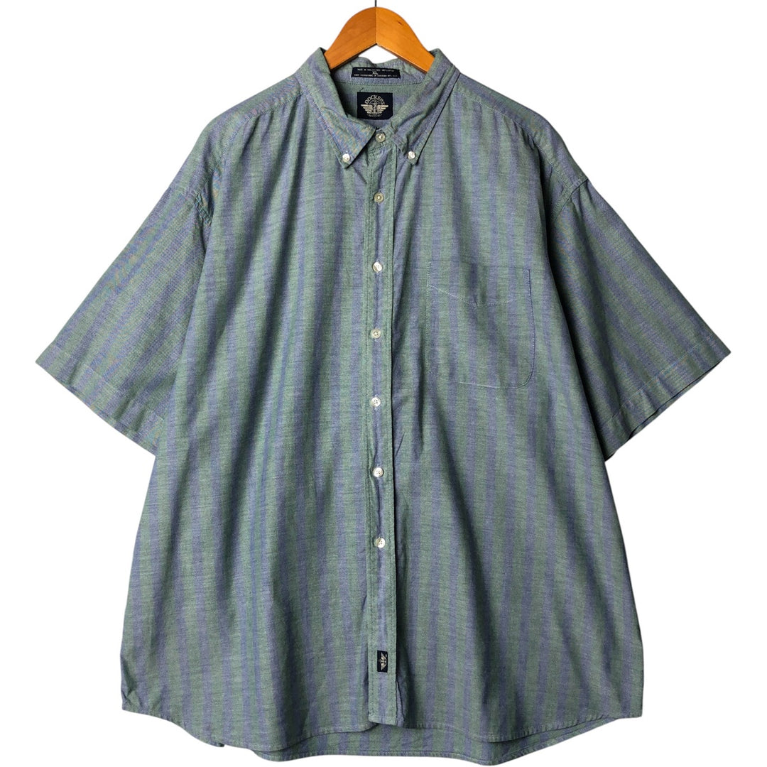 90'S Dockers Short Sleeve Button-Down Striped Shirt, Men's Size XL, Vintage cotton blue type Vintage Second Hand