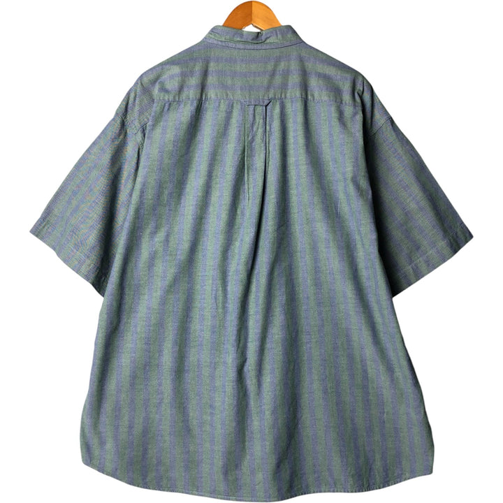 90'S Dockers Short Sleeve Button-Down Striped Shirt, Men's Size XL, Vintage cotton blue type Vintage Second Hand