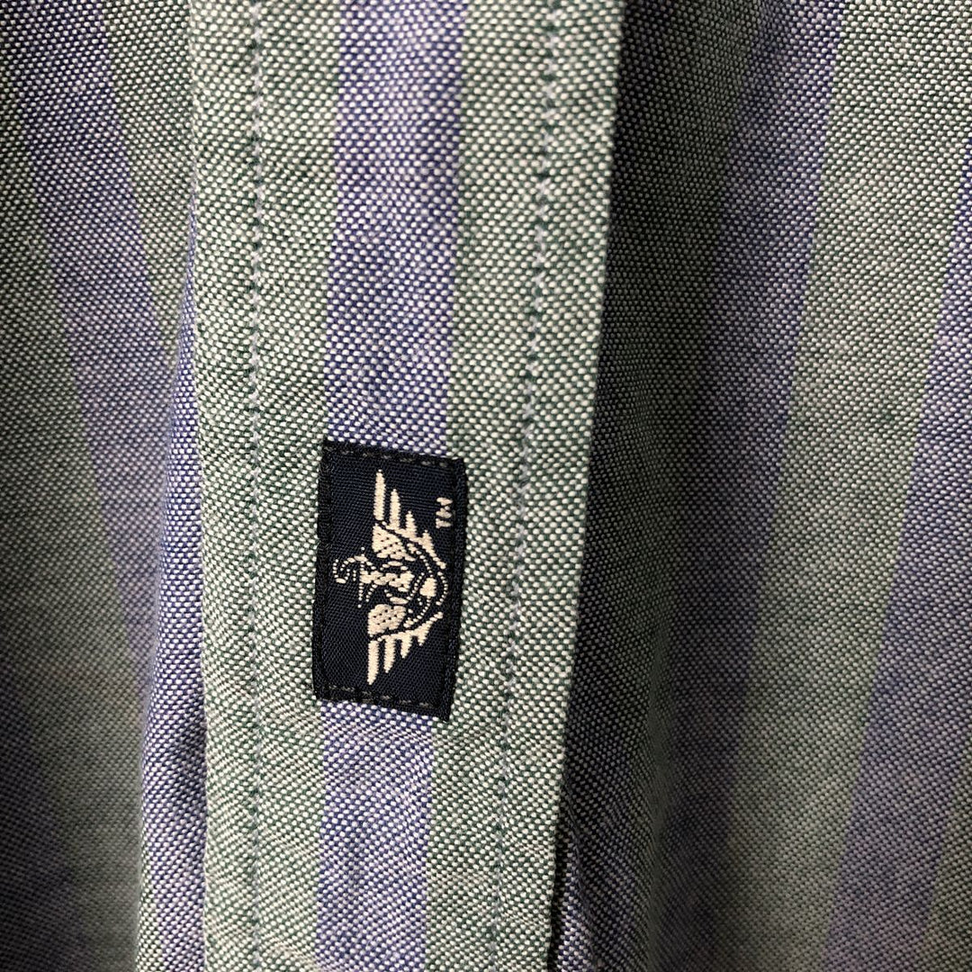 90'S Dockers Short Sleeve Button-Down Striped Shirt, Men's Size XL, Vintage cotton blue type Vintage Second Hand
