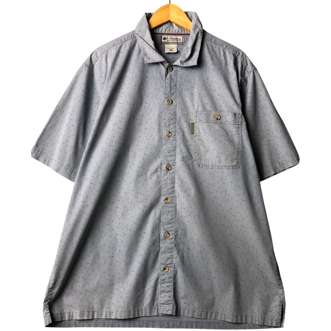 Columbia All-Over Print Short Sleeve Cotton Box Shirt, Men's XL cotton Blue type light blue Vintage Second Hand