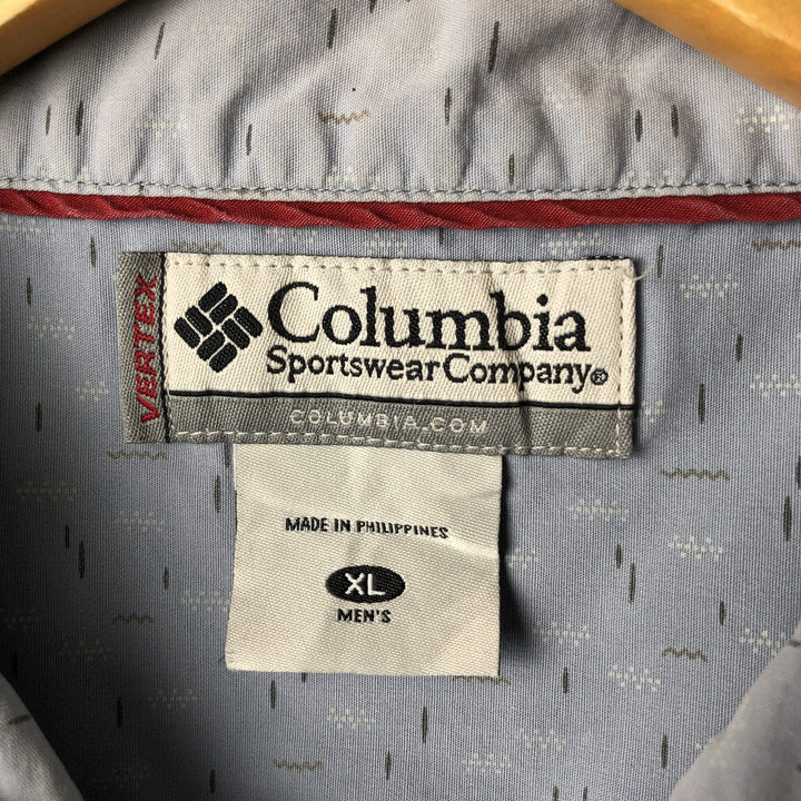 Columbia All-Over Print Short Sleeve Cotton Box Shirt, Men's XL cotton Blue type light blue Vintage Second Hand