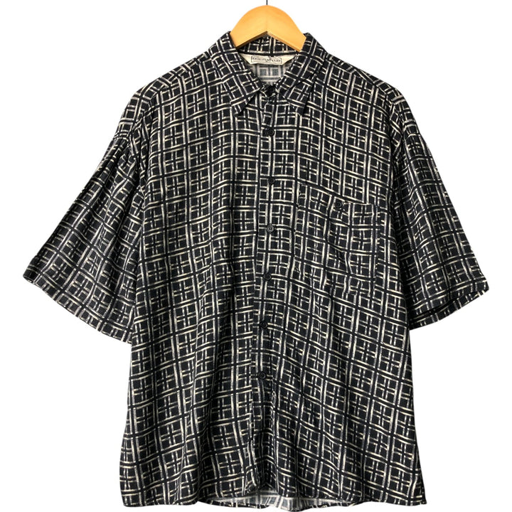 Vintage 1980'S EXECUTIVE CLUB short-sleeved check shirt, size M, men's unclear black type Vintage Second Hand