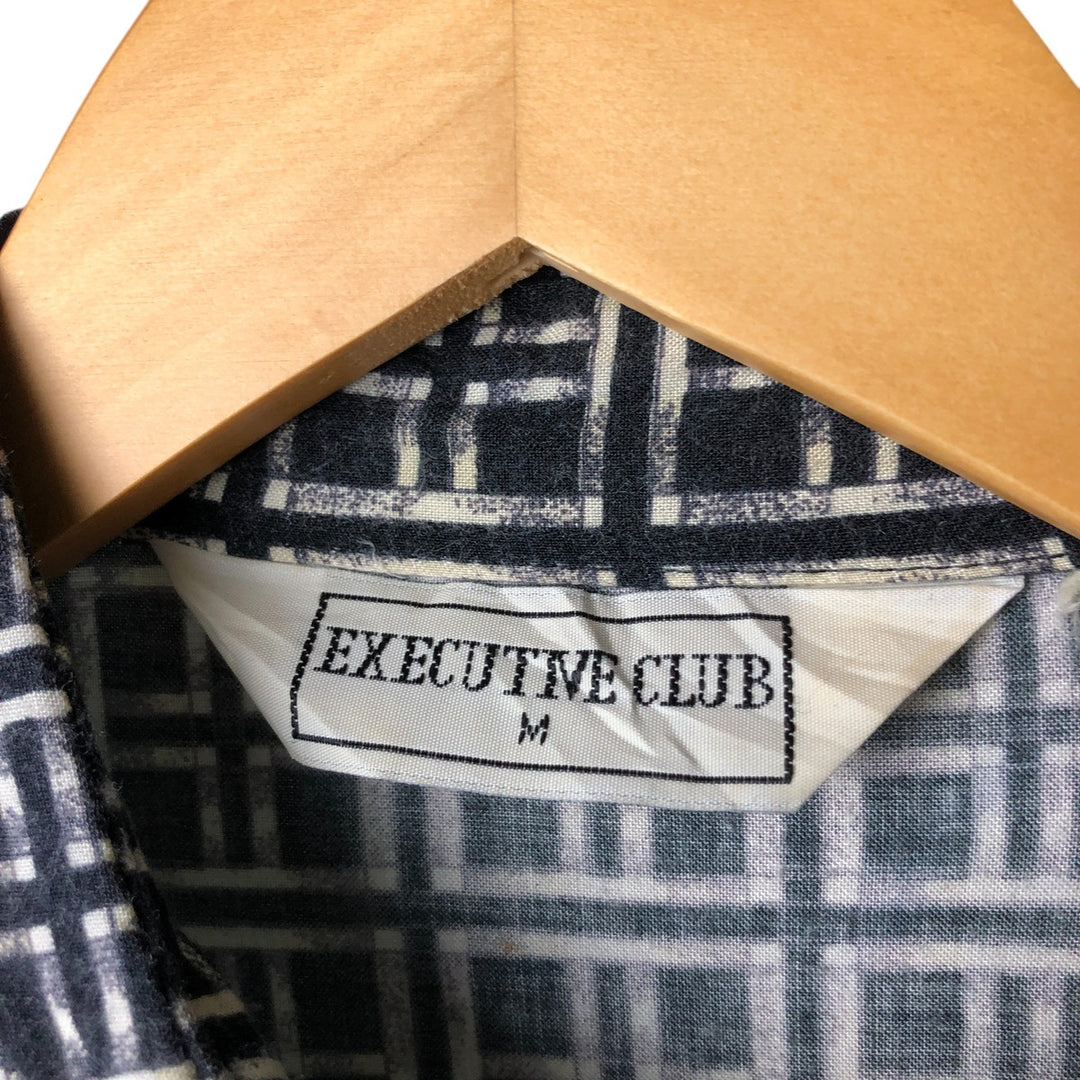 Vintage 1980'S EXECUTIVE CLUB short-sleeved check shirt, size M, men's unclear black type Vintage Second Hand