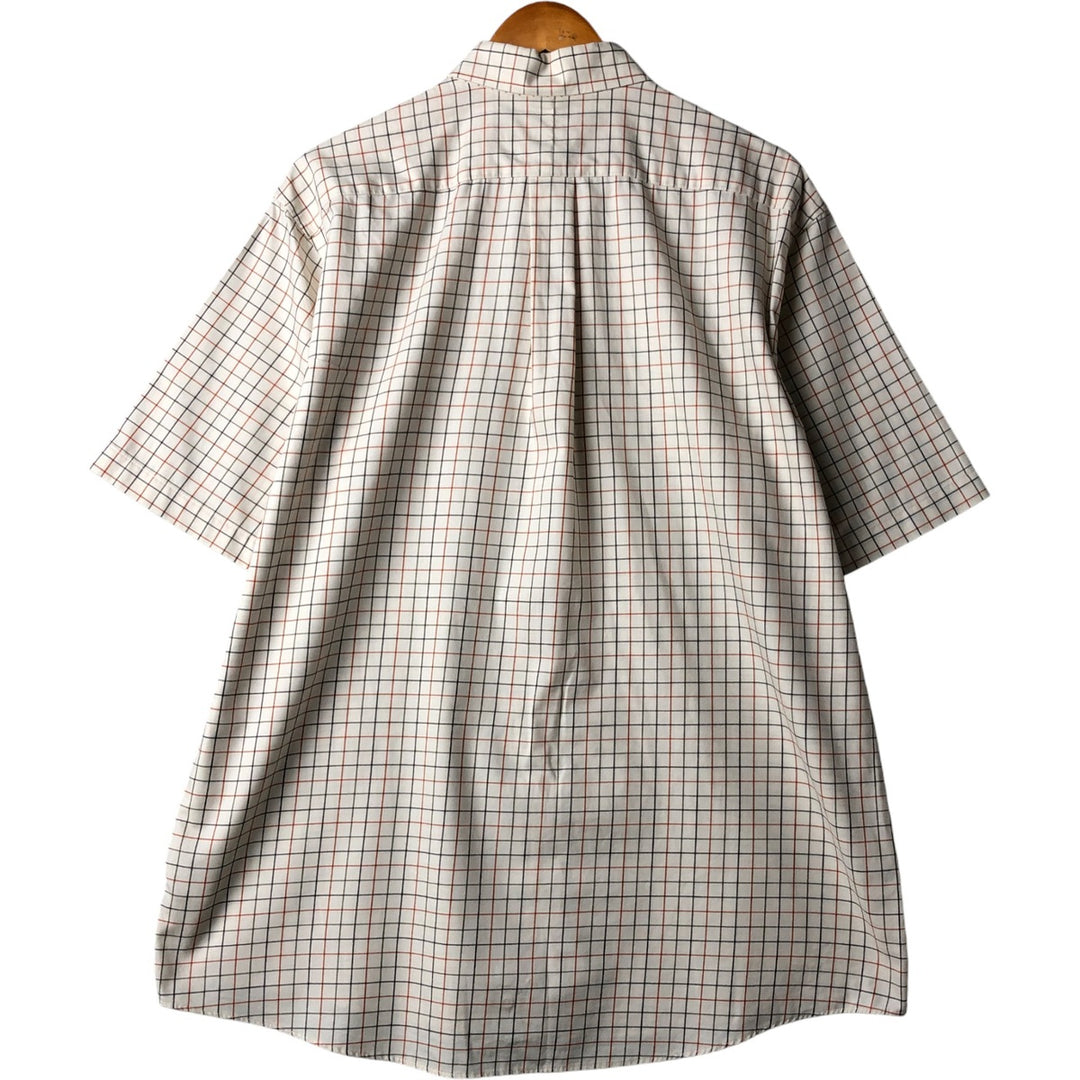 90s-00'S LL Bean WRINKLE FREE TRADITIONAL FIT Short Sleeve Button-Down Check Shirt, Men's Size L, Vintage cotton pale white type Vintage Second Hand