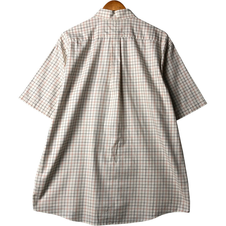 90s-00'S LL Bean WRINKLE FREE TRADITIONAL FIT Short Sleeve Button-Down Check Shirt, Men's Size L, Vintage cotton pale white type Vintage Second Hand