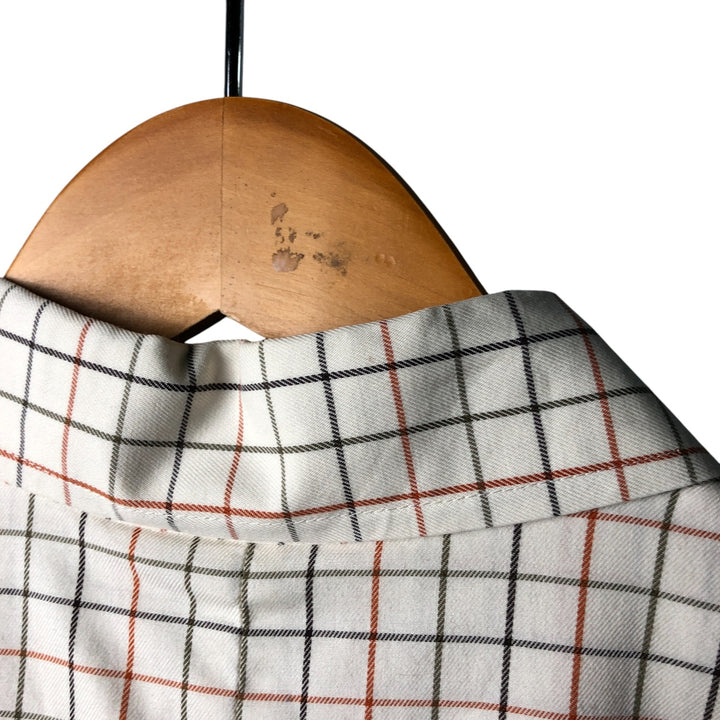 90s-00'S LL Bean WRINKLE FREE TRADITIONAL FIT Short Sleeve Button-Down Check Shirt, Men's Size L, Vintage cotton pale white type Vintage Second Hand