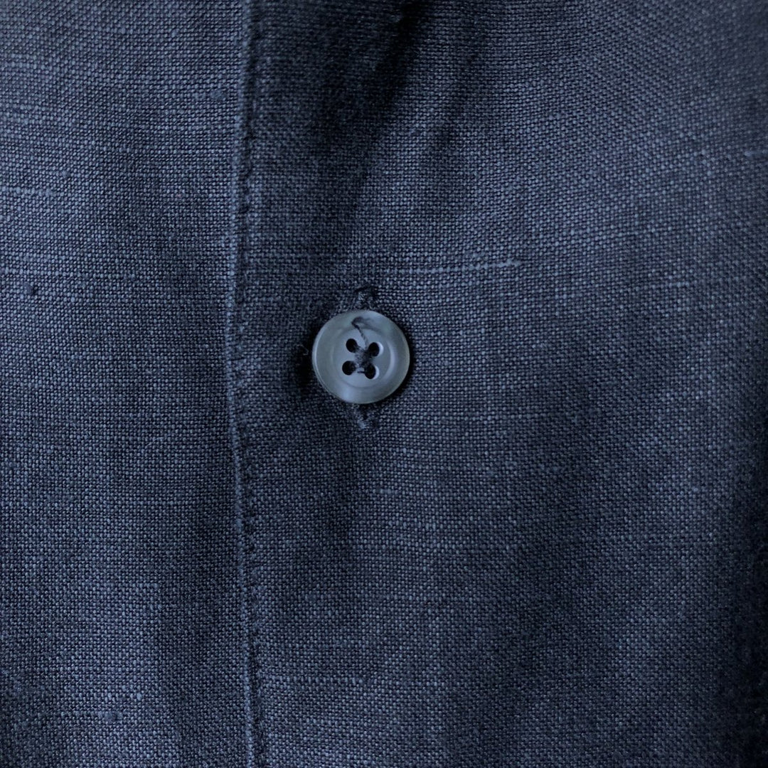 MERONA Short Sleeve Linen x Rayon Shirt, Box Shirt, Men's M Size linen black type Vintage Second Hand