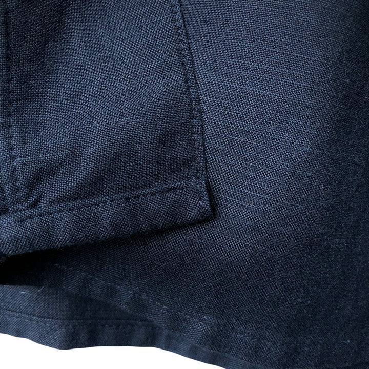 MERONA Short Sleeve Linen x Rayon Shirt, Box Shirt, Men's M Size linen black type Vintage Second Hand