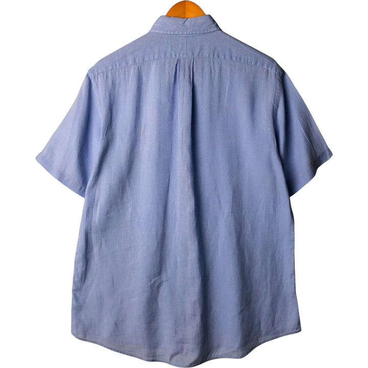 Ralph Lauren Custom Fit Short Sleeve Linen Button-Down Shirt, Men's Size L linen blue type Vintage Second Hand
