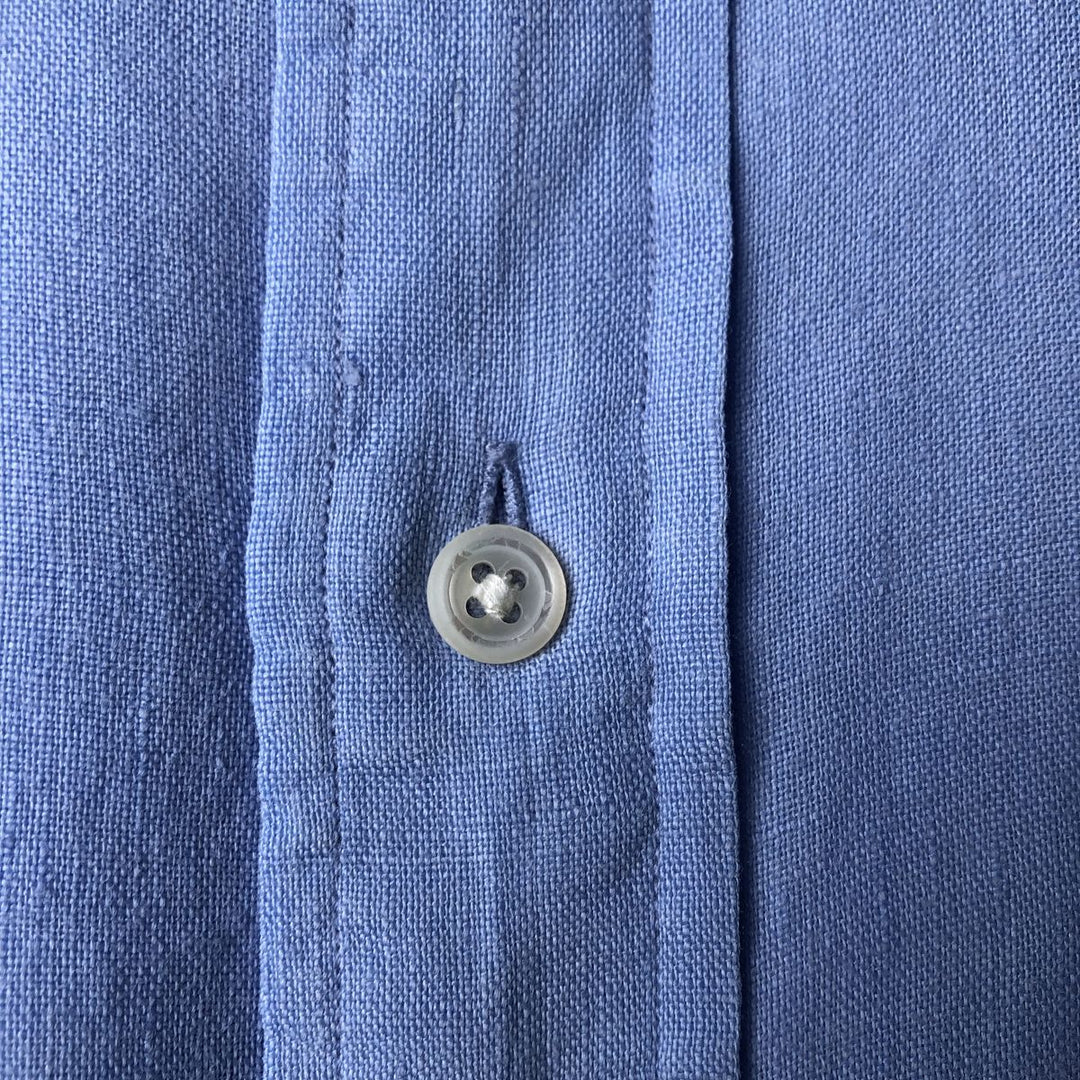 Ralph Lauren Custom Fit Short Sleeve Linen Button-Down Shirt, Men's Size L linen blue type Vintage Second Hand
