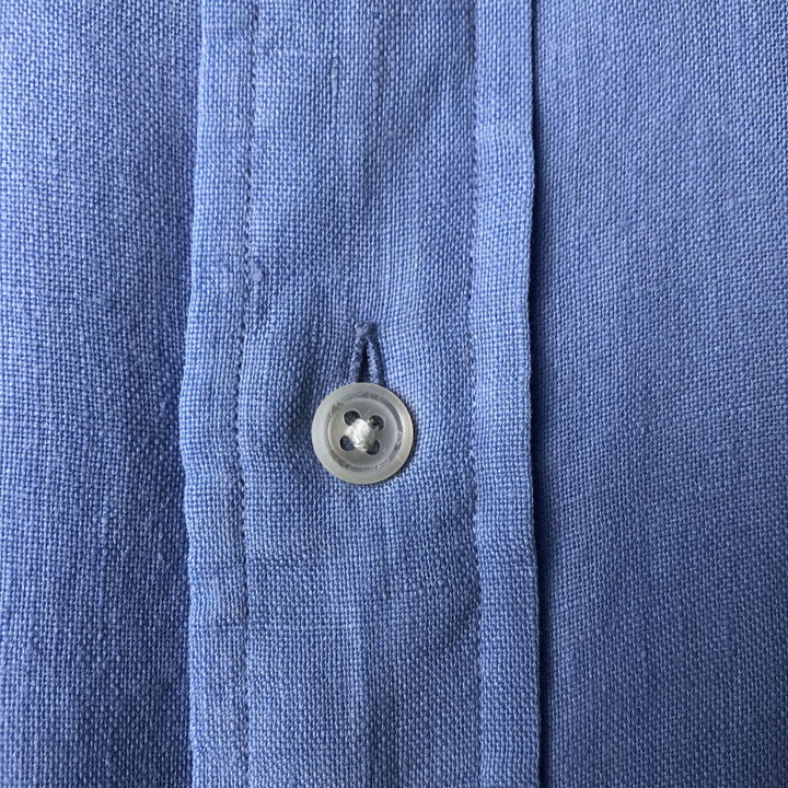Ralph Lauren Custom Fit Short Sleeve Linen Button-Down Shirt, Men's Size L linen blue type Vintage Second Hand