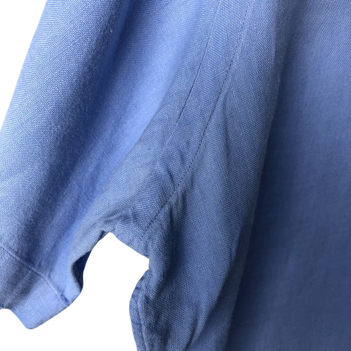 Ralph Lauren Custom Fit Short Sleeve Linen Button-Down Shirt, Men's Size L linen blue type Vintage Second Hand