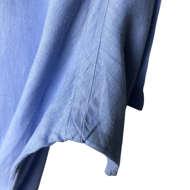 Ralph Lauren Custom Fit Short Sleeve Linen Button-Down Shirt, Men's Size L linen blue type Vintage Second Hand