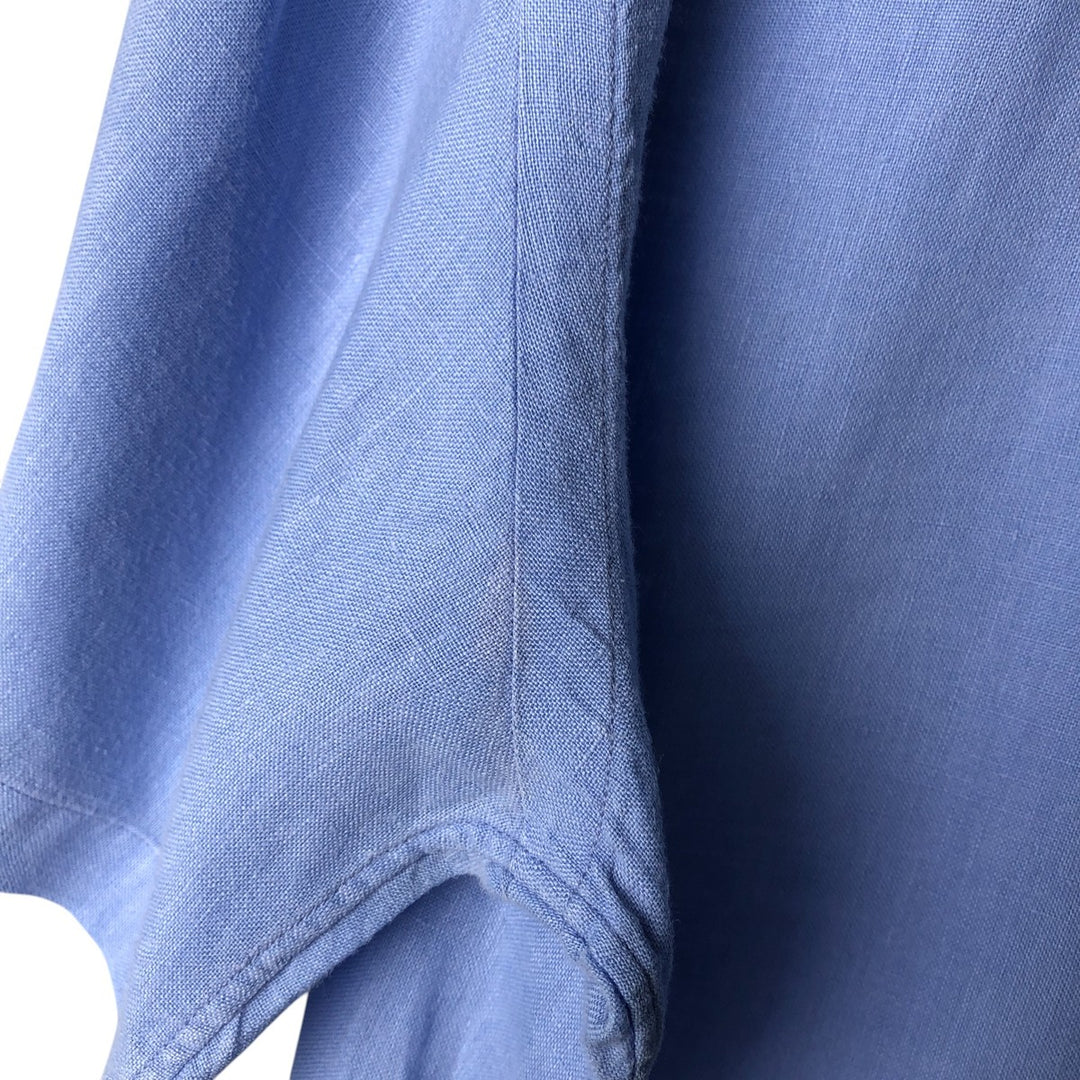 Ralph Lauren Custom Fit Short Sleeve Linen Button-Down Shirt, Men's Size L linen blue type Vintage Second Hand