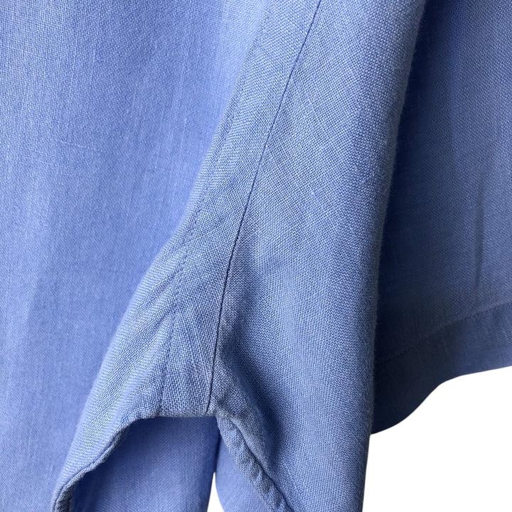 Ralph Lauren Custom Fit Short Sleeve Linen Button-Down Shirt, Men's Size L linen blue type Vintage Second Hand