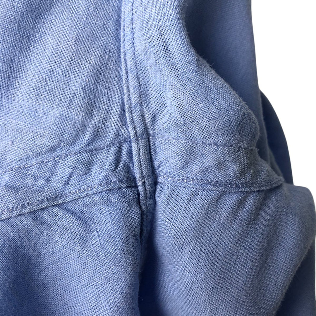 Ralph Lauren Custom Fit Short Sleeve Linen Button-Down Shirt, Men's Size L linen blue type Vintage Second Hand