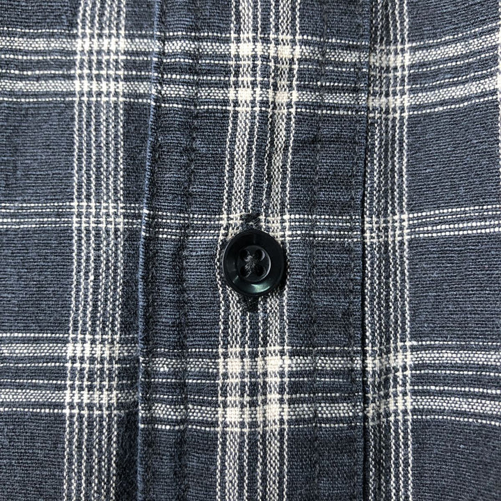 90'S Ralph Lauren Chaps Check Pattern Button-down Short Sleeve Hemp x Cotton Shirt Men's XL Vintage Hemp black type Vintage Second Hand