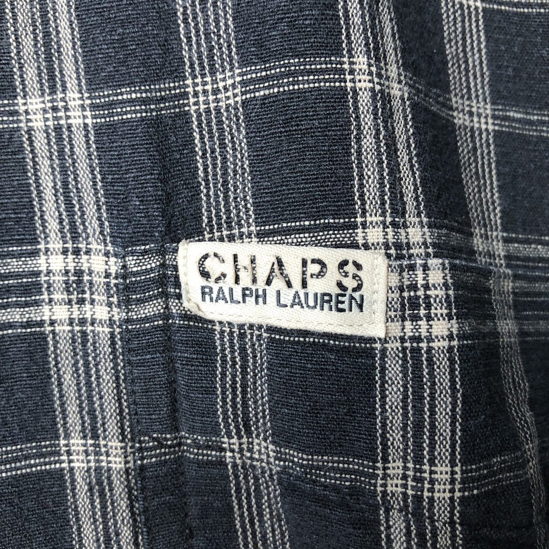 90'S Ralph Lauren Chaps Check Pattern Button-down Short Sleeve Hemp x Cotton Shirt Men's XL Vintage Hemp black type Vintage Second Hand