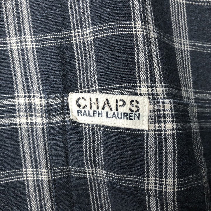 90'S Ralph Lauren Chaps Check Pattern Button-down Short Sleeve Hemp x Cotton Shirt Men's XL Vintage Hemp black type Vintage Second Hand