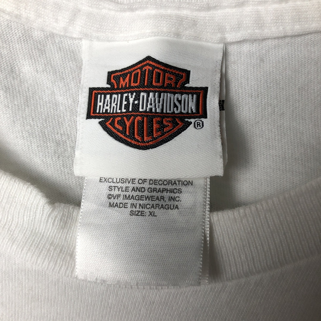 Harley-Davidson Fire Pattern Long T-Shirt, Men's L Size cotton white type Vintage Second Hand