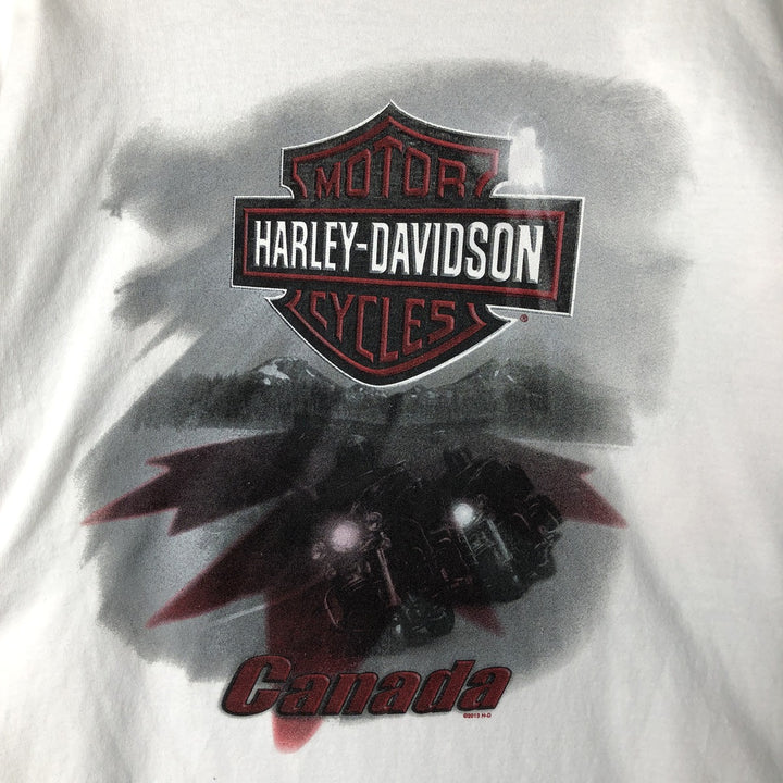 Harley-Davidson Fire Pattern Long T-Shirt, Men's L Size cotton white type Vintage Second Hand