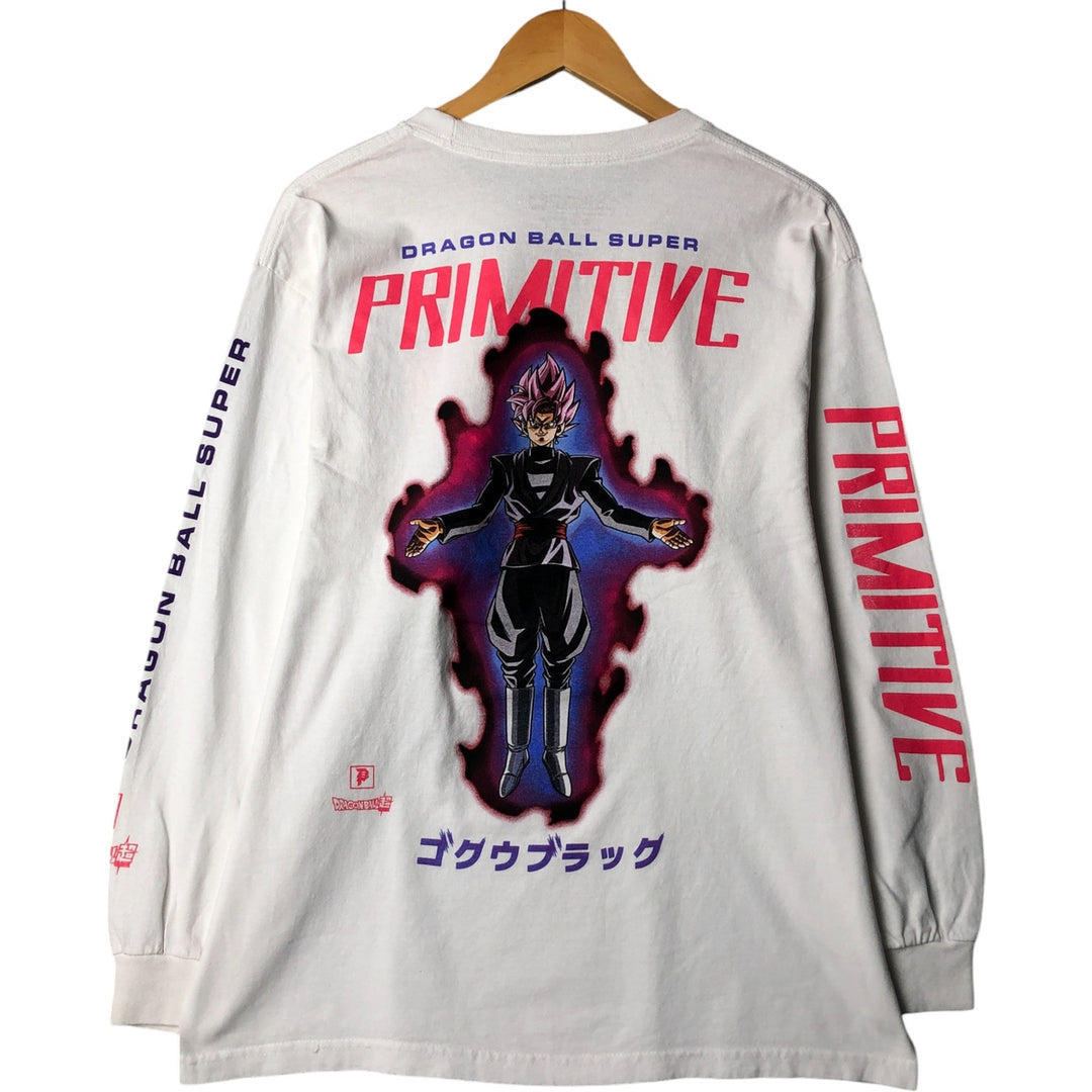 Primitive Dragon Ball Super Goku Black Long T-shirt Long T Men's L size cotton white type Vintage Second Hand