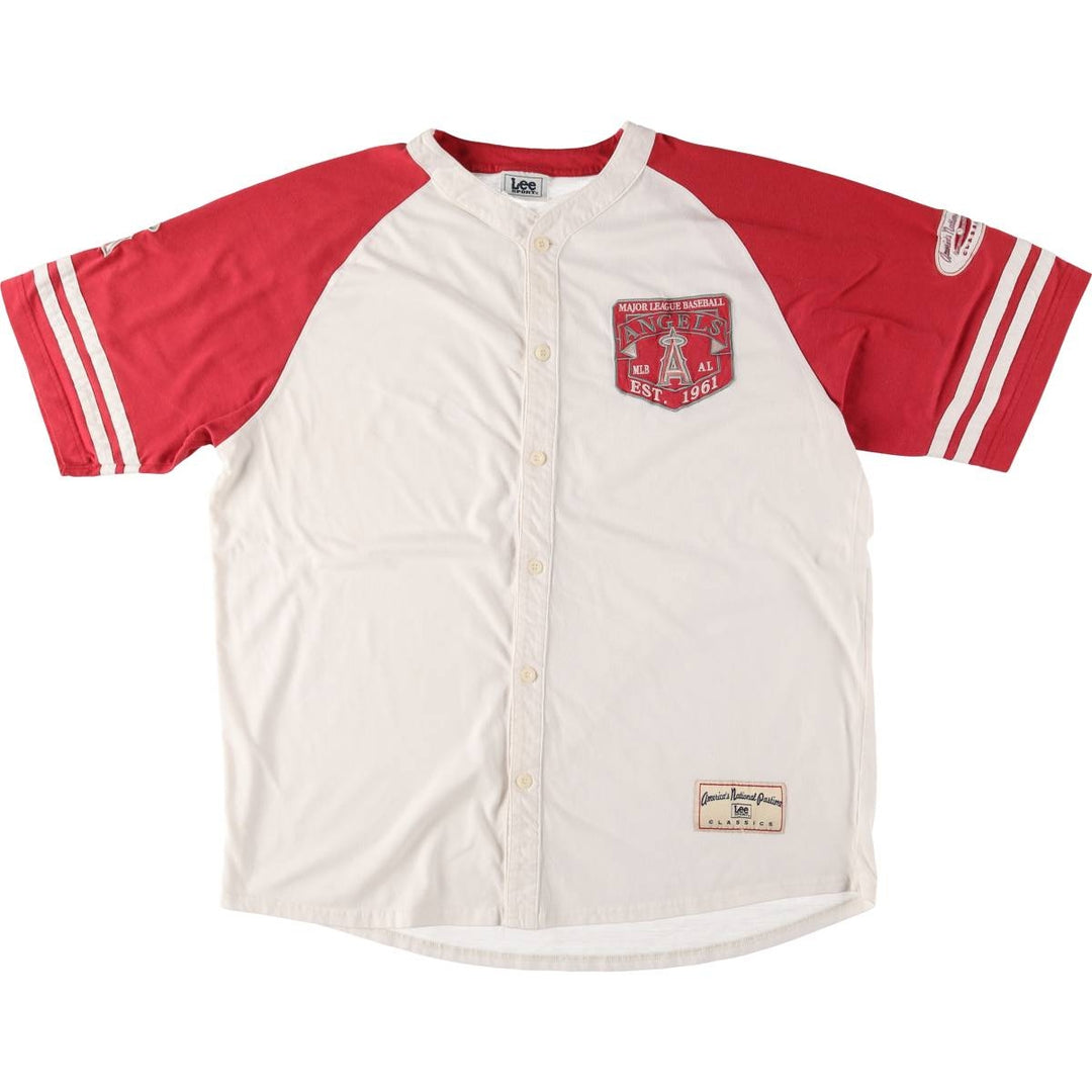 90'S Lee SPORT MLB LOS ANGELES ANGELS Los Angeles Angels Game Shirt Baseball Shirt Men's XL polyester white type Vintage Second Hand