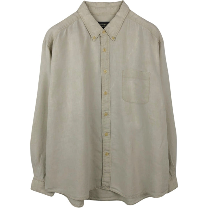 2000'S Eddie Bauer Long-Sleeve Linen Button-Down Shirt, Men's Size XXL (approx.) linen unbleached Vintage Second Hand