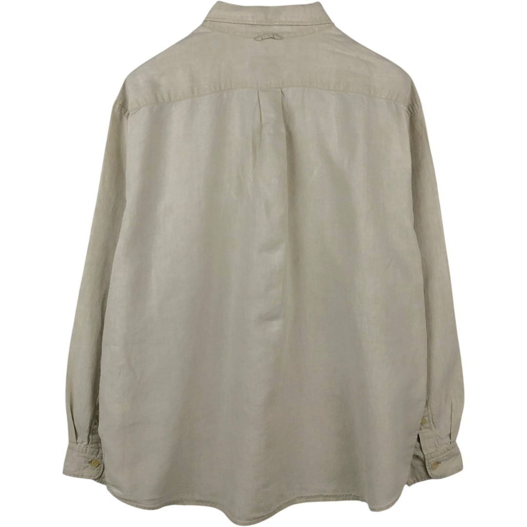 2000'S Eddie Bauer Long-Sleeve Linen Button-Down Shirt, Men's Size XXL (approx.) linen unbleached Vintage Second Hand