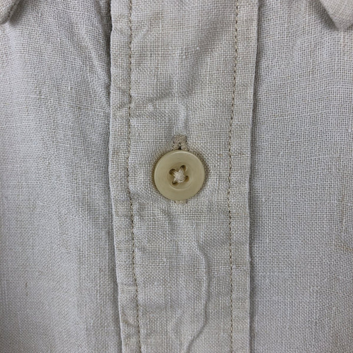2000'S Eddie Bauer Long-Sleeve Linen Button-Down Shirt, Men's Size XXL (approx.) linen unbleached Vintage Second Hand