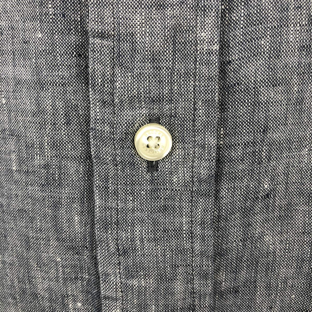 Brooks Brothers Est.1818 REGENT Long Sleeve Linen Button Down Shirt Men's XL linen navy blue type Vintage Second Hand