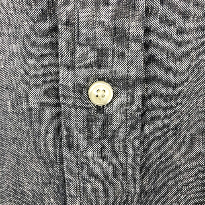 Brooks Brothers Est.1818 REGENT Long Sleeve Linen Button Down Shirt Men's XL linen navy blue type Vintage Second Hand