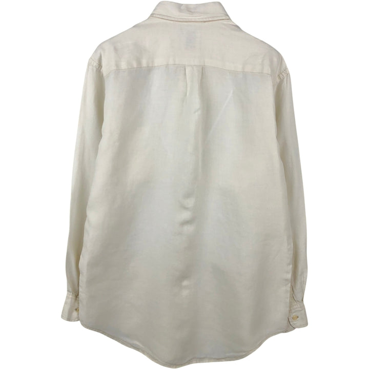 Brooks Brothers SPORT SHIRT Long-Sleeve Linen Button-Down Shirt, Men's Size S (approx.) linen pale white type Vintage Second Hand