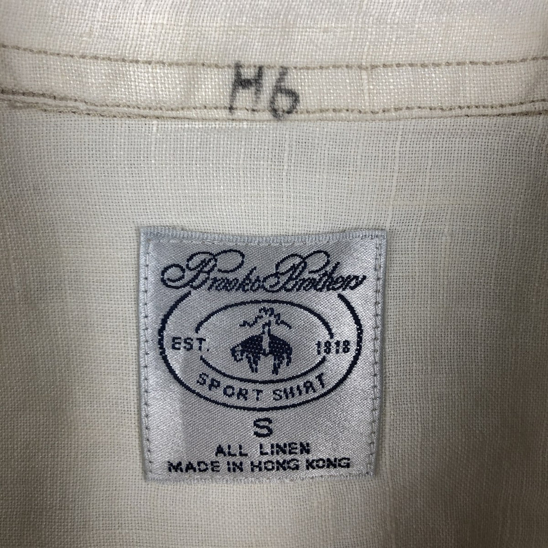 Brooks Brothers SPORT SHIRT Long-Sleeve Linen Button-Down Shirt, Men's Size S (approx.) linen pale white type Vintage Second Hand