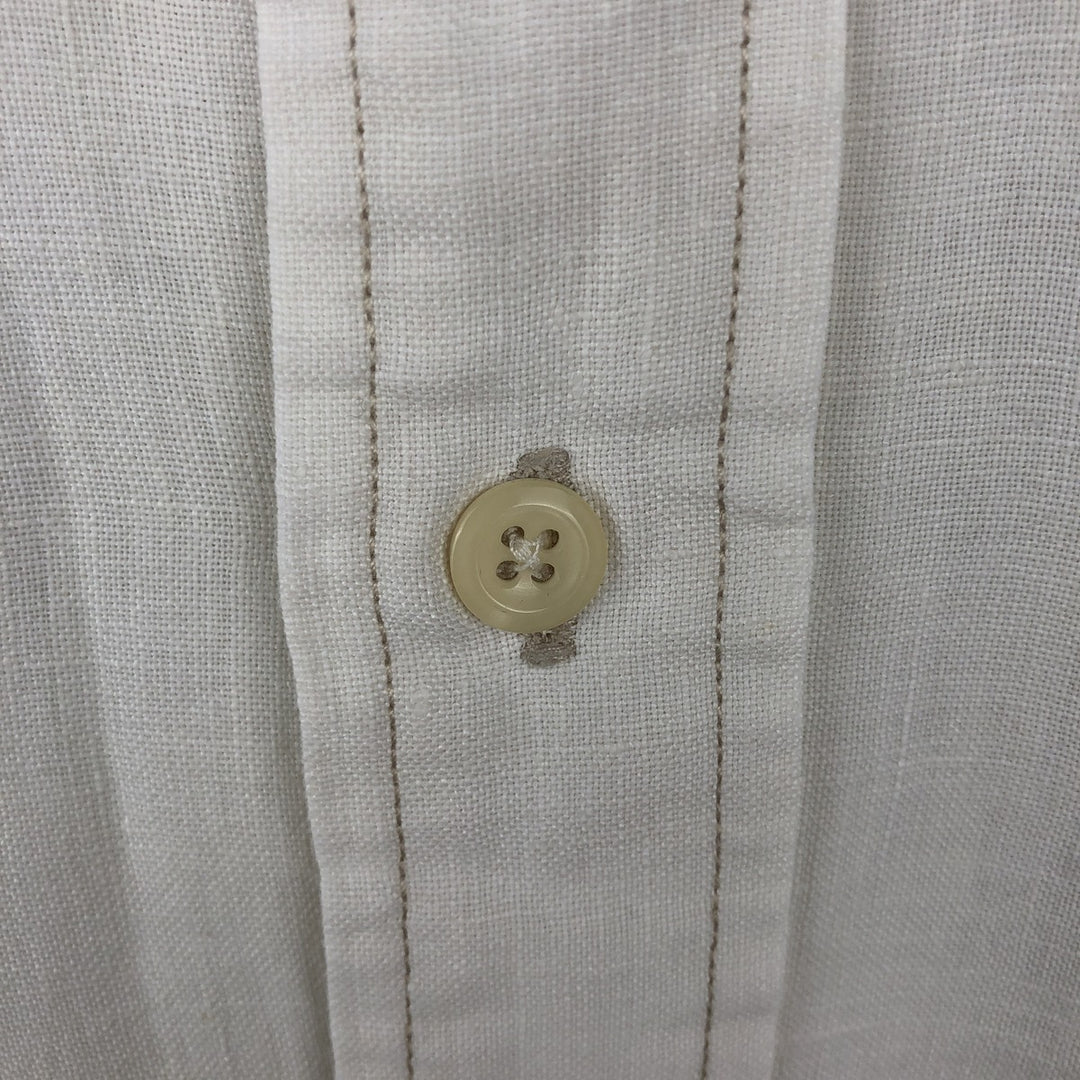 Brooks Brothers SPORT SHIRT Long-Sleeve Linen Button-Down Shirt, Men's Size S (approx.) linen pale white type Vintage Second Hand