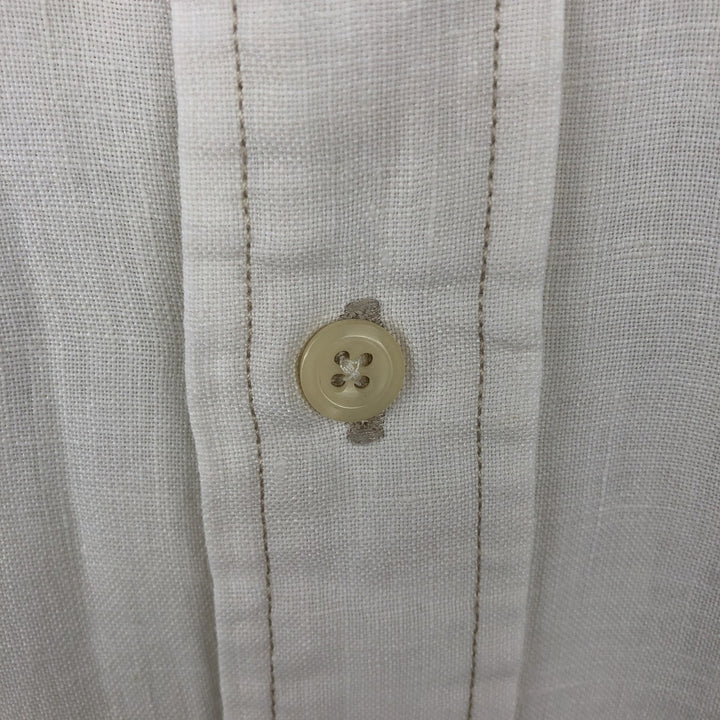 Brooks Brothers SPORT SHIRT Long-Sleeve Linen Button-Down Shirt, Men's Size S (approx.) linen pale white type Vintage Second Hand