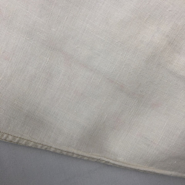 Brooks Brothers SPORT SHIRT Long-Sleeve Linen Button-Down Shirt, Men's Size S (approx.) linen pale white type Vintage Second Hand