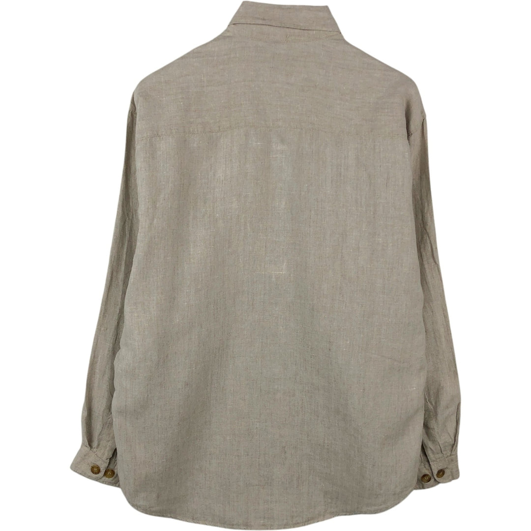 90'S GAP Vintage Long Sleeve Linen Shirt, Men's Size Medium linen unbleached Vintage Second Hand