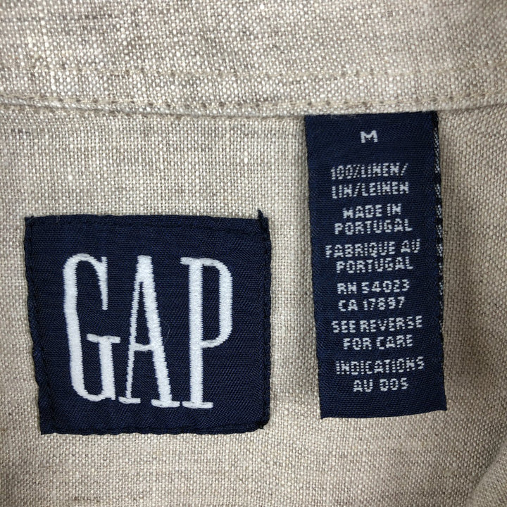 90'S GAP Vintage Long Sleeve Linen Shirt, Men's Size Medium linen unbleached Vintage Second Hand