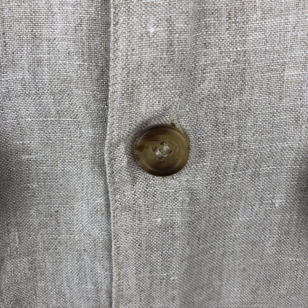 90'S GAP Vintage Long Sleeve Linen Shirt, Men's Size Medium linen unbleached Vintage Second Hand