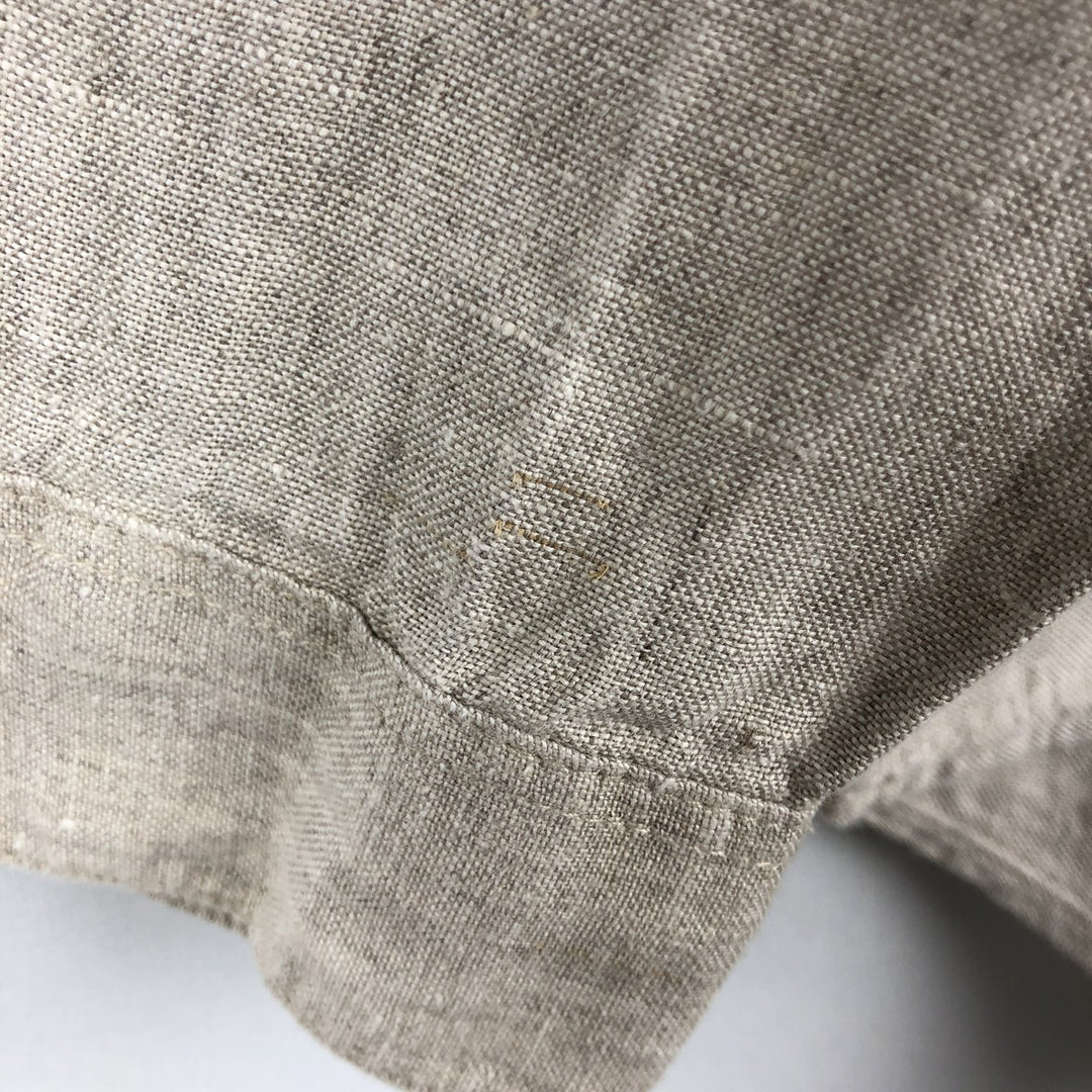 90'S GAP Vintage Long Sleeve Linen Shirt, Men's Size Medium linen unbleached Vintage Second Hand