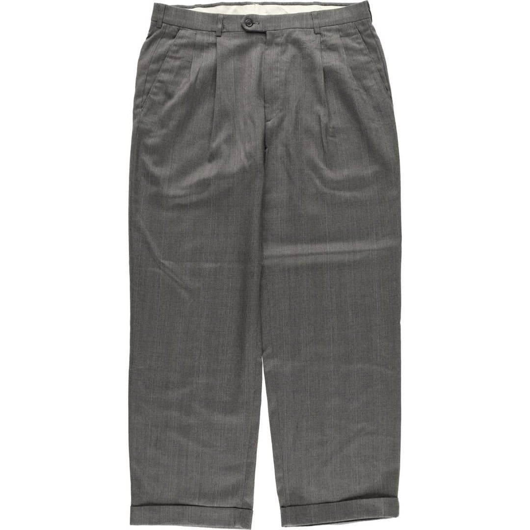 Haggar Two-pleat Gun Club Check Slacks, Men's Size W34 polyester gray type Vintage Second Hand